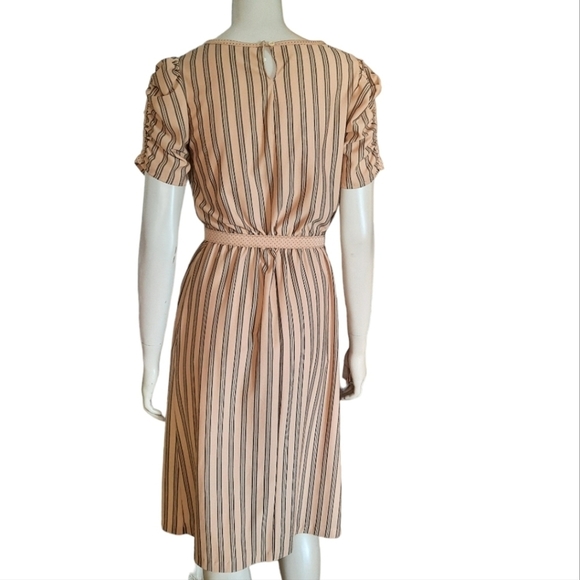 Vintage Late 70s Early 80s Day Dress size Small Midi Career Secretary with Belt - Picture 7 of 9